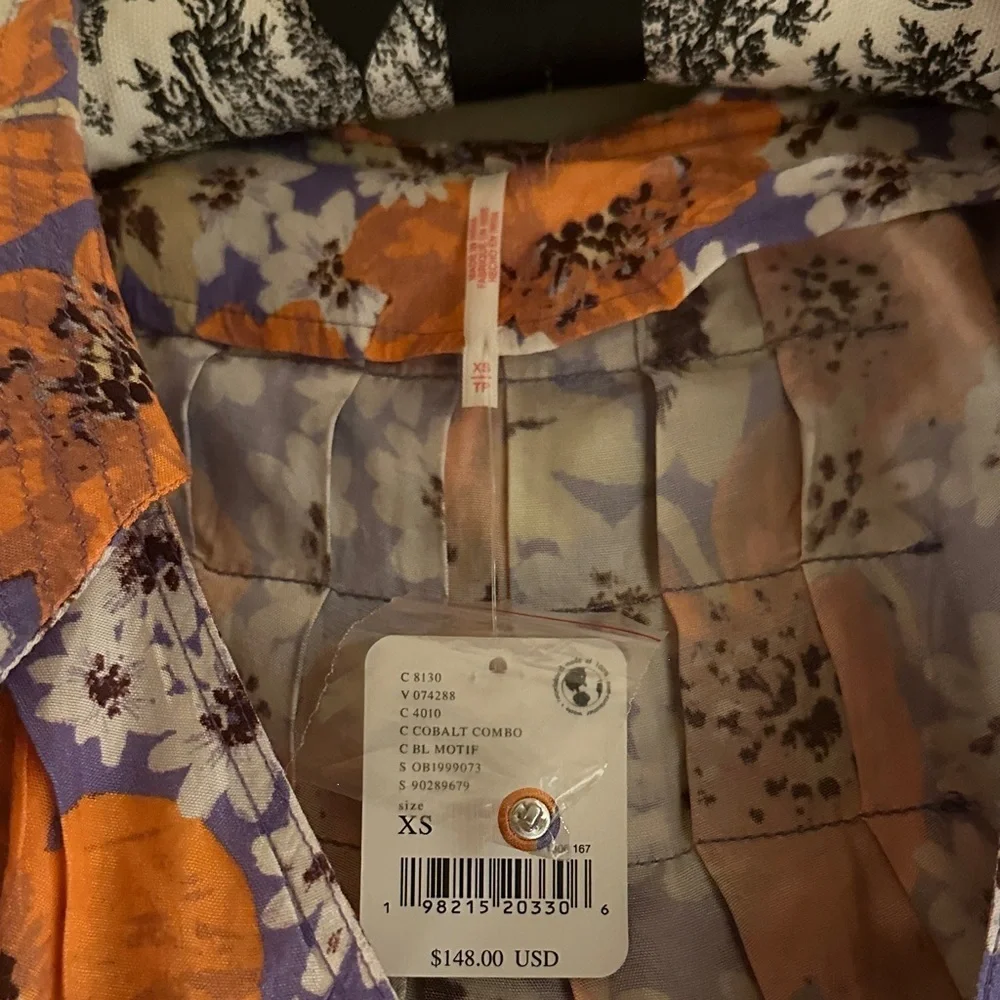 Free People Sugar Crush Mini Cobalt Dress / Combo Floral NWT - Picture 2 of 6
